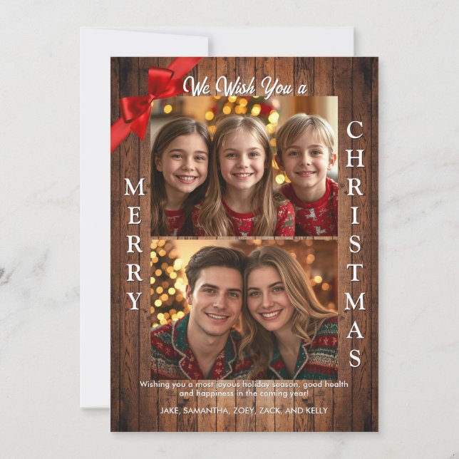 Deck the Halls 3 Photo Christmas Card (Back)