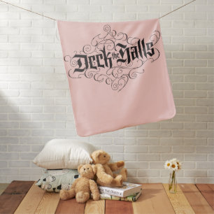 Deck the Halls Blush Pink Christmas Calligraphy Swaddle Blanket