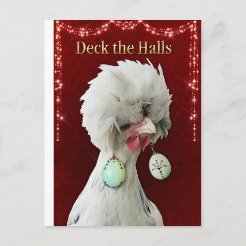 Deck the Halls Chicken Postcard