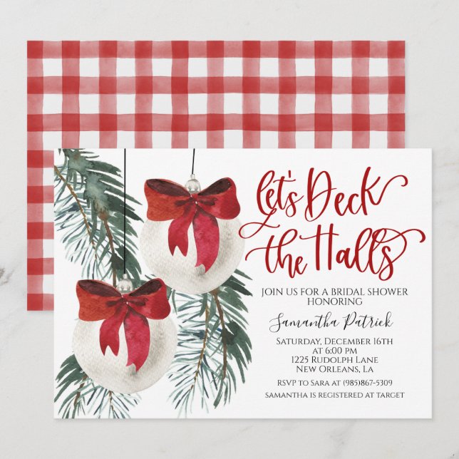 Deck the Halls Christmas Bridal Shower Invitation (Front/Back)