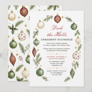 Deck the Halls Christmas Ornament Exchange Invitation