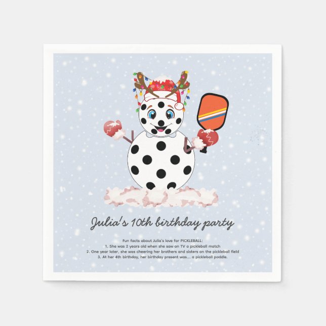 Deck the Halls Christmas Pickleball Tournament Napkins (Front)