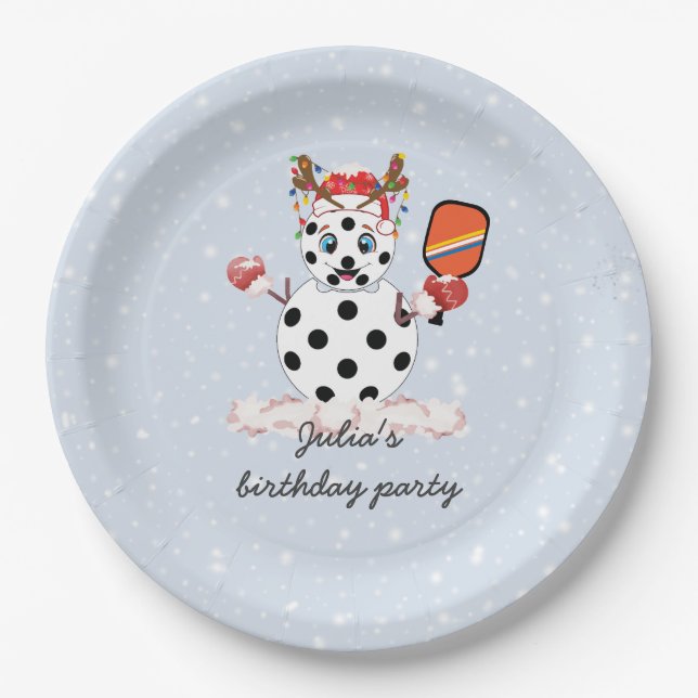 Deck the Halls Christmas Pickleball Tournament Paper Plates (Front)