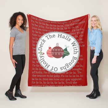 Deck The Halls Christmas Song Red Fleece Blanket by csinvitations at Zazzle