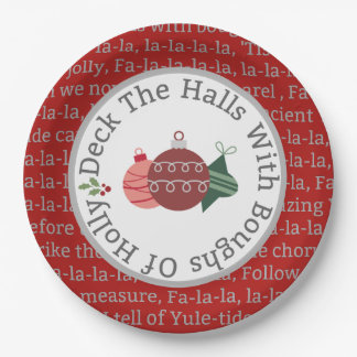 Deck The Halls Christmas Song Red Paper Plates