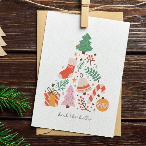 Deck the Halls Christmas Tree Decoration Holiday Card