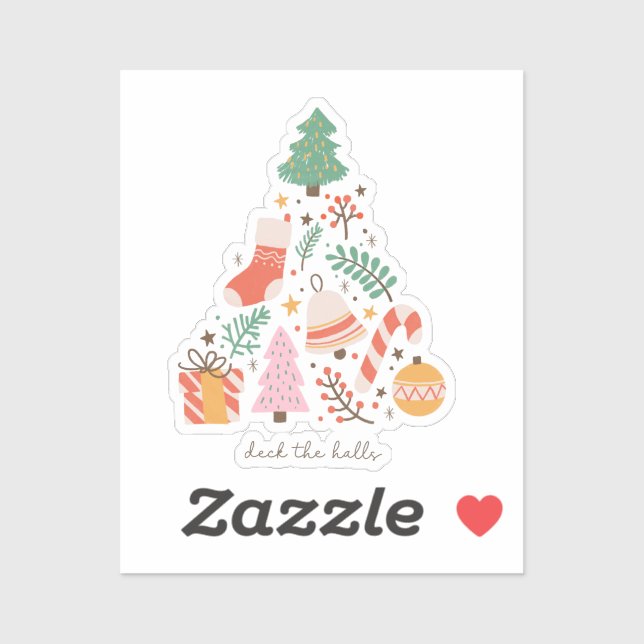 Deck The Halls Christmas Tree  Sticker (Sheet)