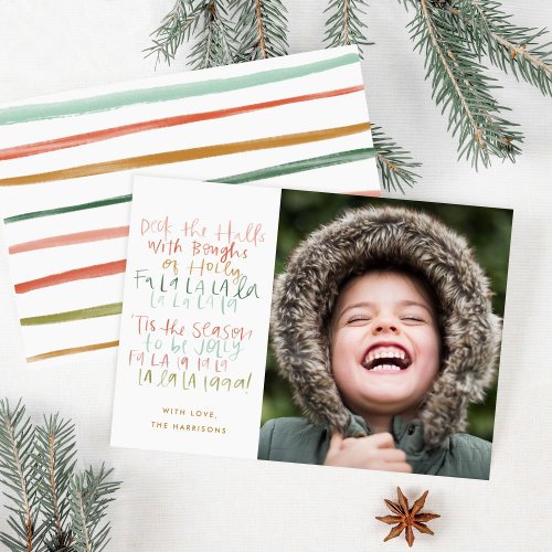 Deck the Halls Colorful Photo Holiday Card