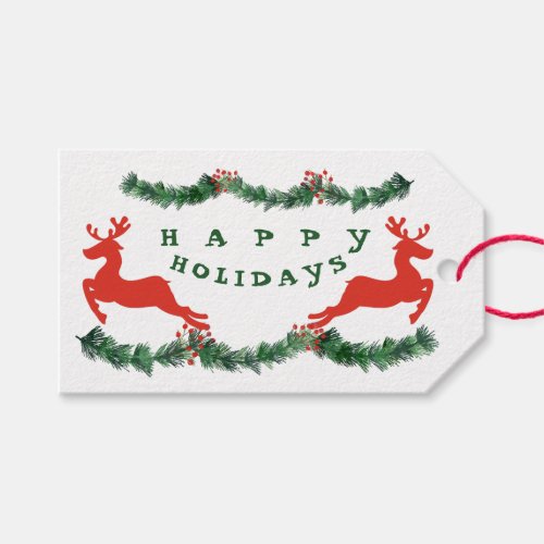 Deck The Halls Dark Green HAPPY HOLIDAYS Logo  Gift Tags