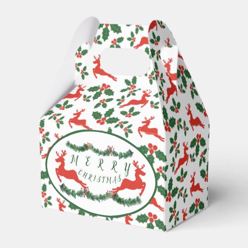 Deck The Halls Dark Green MERRY CHRISTMAS Logo Favor Boxes