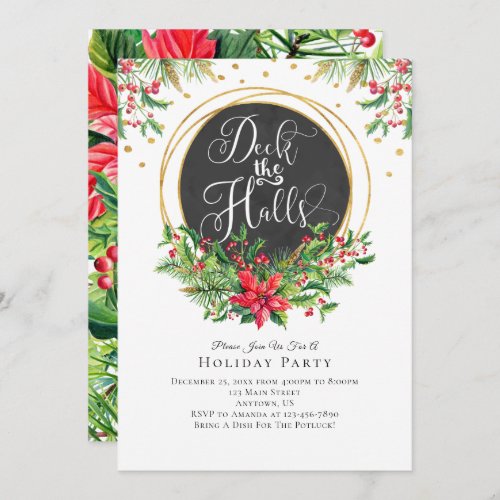 Deck The Halls Fancy Christmas Party Invitation