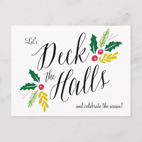 Deck the Halls Festive Holiday Party Invitation Postcard