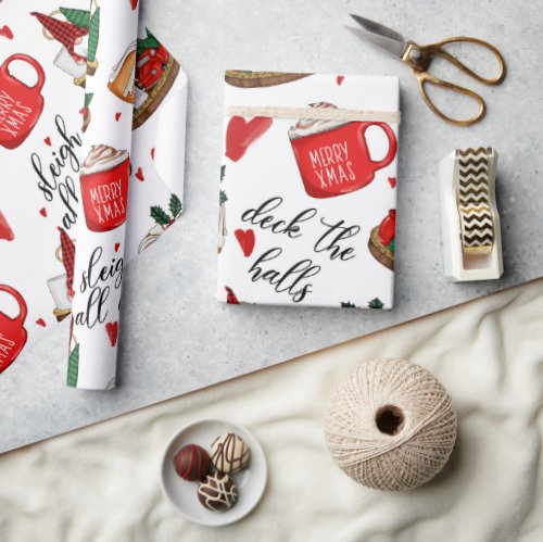 Deck The Halls Fun Food Christmas Wrapping Paper