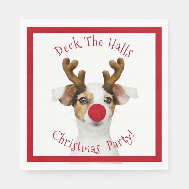 Deck The Halls - Funny Dog - Christmas Party - Napkins (Front)