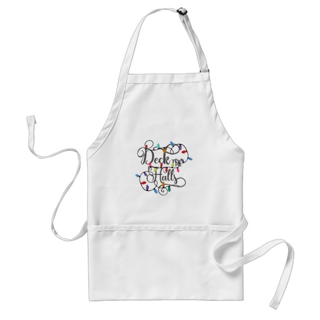 deck the halls holiday lights Christmas Adult Apron (Front)