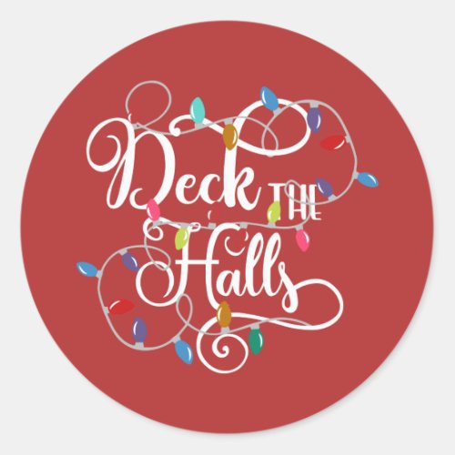 deck the halls holiday lights Christmas Classic Round Sticker