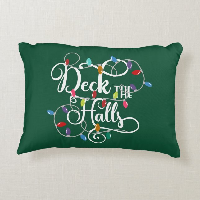 deck the halls holiday lights Christmas Decorative Pillow (Back)