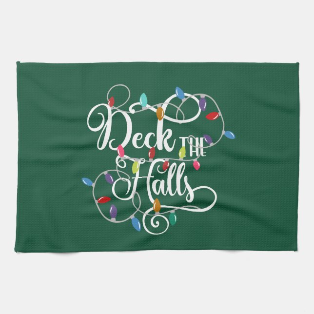 deck the halls holiday lights Christmas Kitchen Towel (Horizontal)