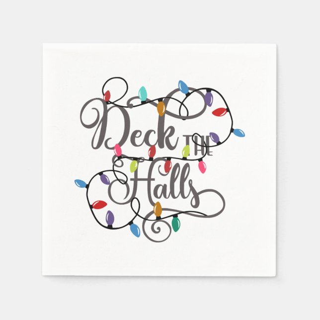 deck the halls holiday lights Christmas Napkins (Front)