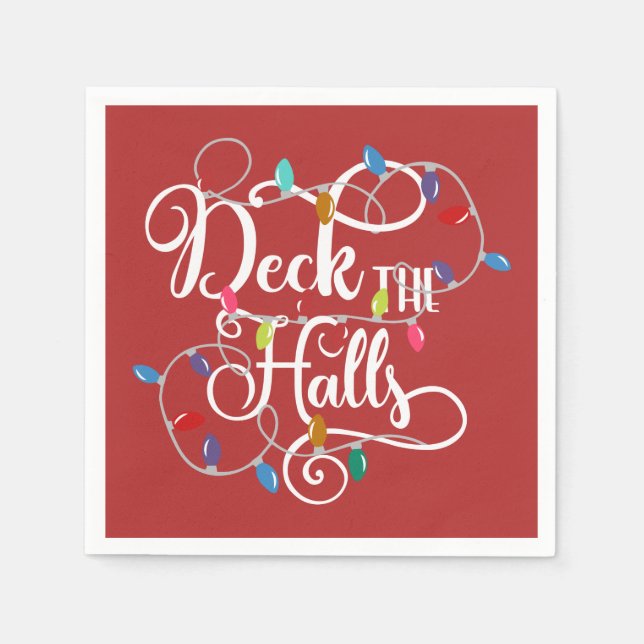 deck the halls holiday lights Christmas Paper Napkins (Front)