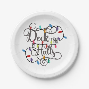 deck the halls holiday lights Christmas Paper Plates