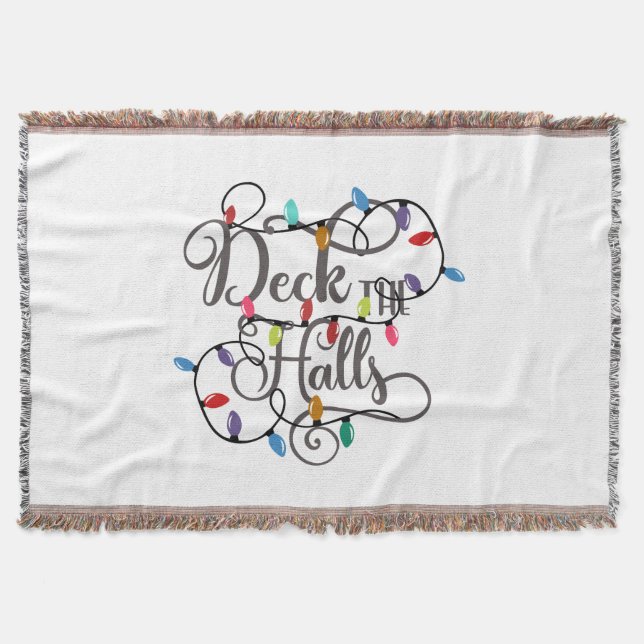 deck the halls holiday lights Christmas Throw Blanket (Front)