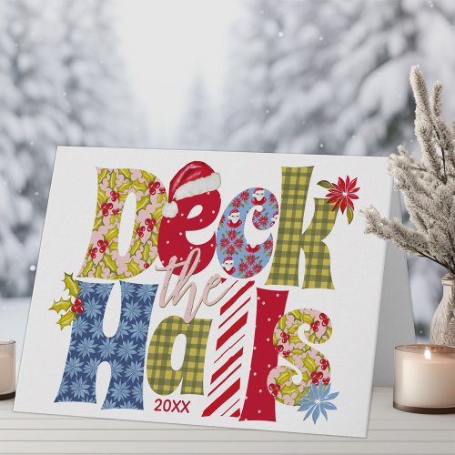 Deck the Halls Holiday Patchwork Family Christmas Card