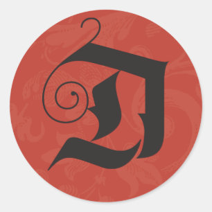 Deck the Halls Monogram D Christmas Calligraphy Classic Round Sticker