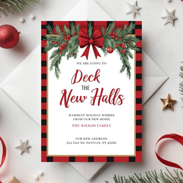 Deck The Halls New Address Moving  Holiday Card (Deck The Halls New Address Moving Holiday Card)