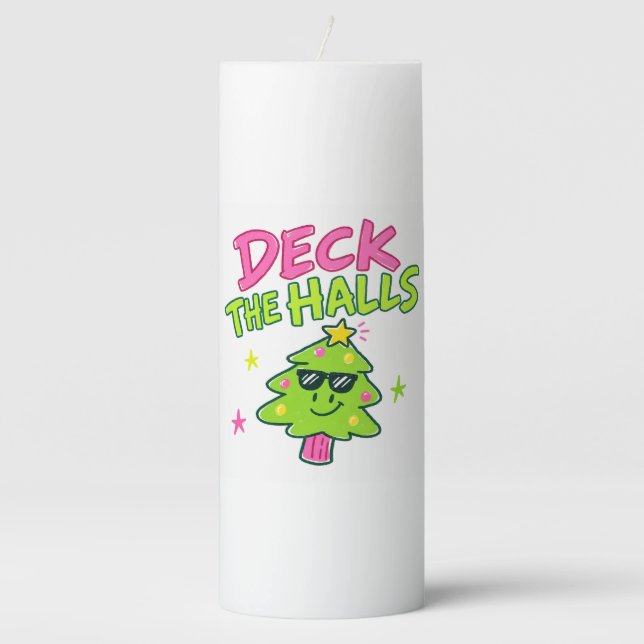deck the halls pillar candle (Front)
