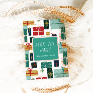 Deck the Halls Pretty Holiday Gifts Christmas Card