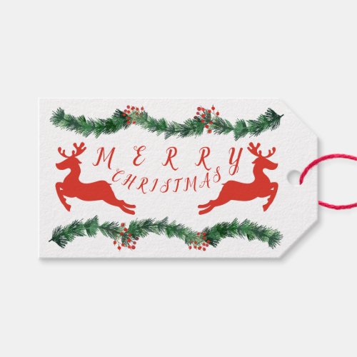 Deck The Halls Red MERRY CHRISTMAS Logo Gift Tags