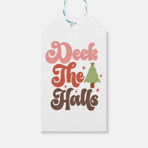 Deck the Halls Retro Groovy Christmas Holidays Gift Tags