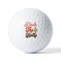 Deck the Halls Retro Groovy Christmas Holidays Golf Balls