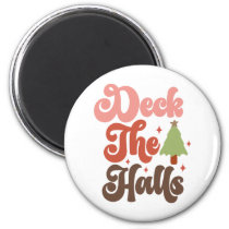 Deck the Halls Retro Groovy Christmas Holidays Magnet