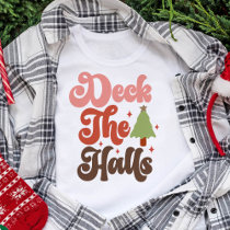 Deck the Halls Retro Groovy Christmas Holidays T-Shirt