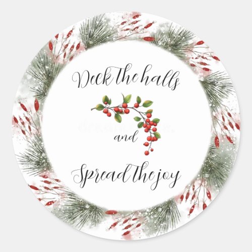 Deck the Halls Round Classic Round Sticker