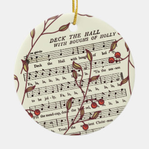 Deck the Halls Sheet Music Christmas Personalized Ceramic Ornament