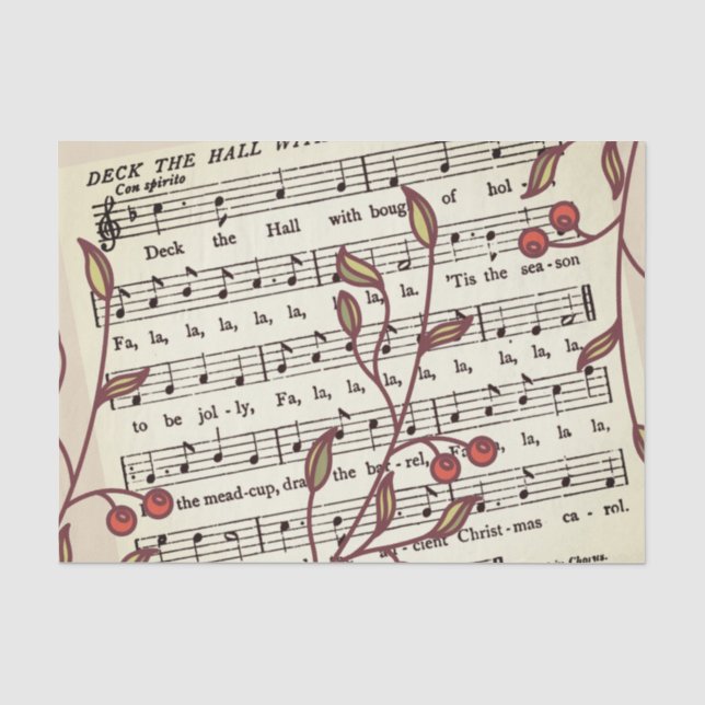 Deck the Halls Sheet Music Tissue Paper (Front)