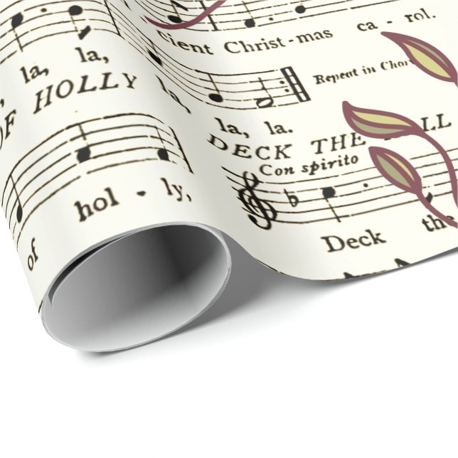 Deck the Halls Sheet Music Wrapping Paper (Roll Corner)