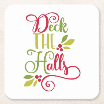 deck the halls square paper coaster