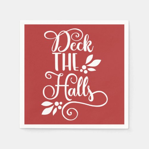 deck the halls Typography Holidays Napkins