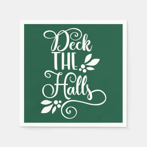 deck the halls Typography Holidays Paper Napkins