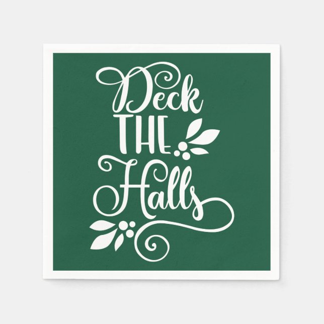 deck the halls Typography Holidays Paper Napkins (Front)