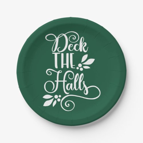 deck the halls Typography Holidays Paper Plates