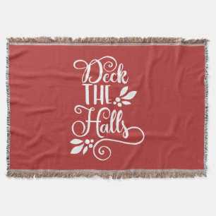 deck the halls Typography Holidays Throw Blanket