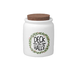 Deck the Halls Watercolor Wreath Candy Jar