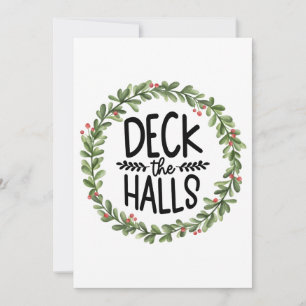 Deck the Halls Watercolor Wreath Holiday Card