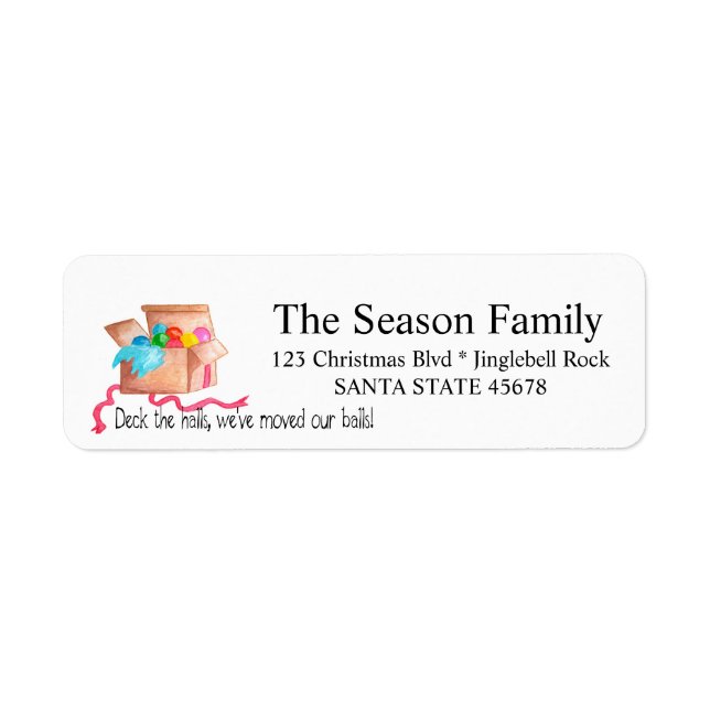 Deck the halls, we've moved our balls! label (Front)