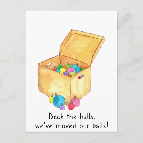 Deck the halls weve moved our balls postcard